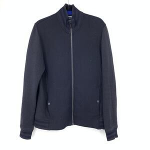 Ted Baker Mens Quilted Zip Jacket Black Bomber Style Textured Sleeves Sz 4 US L